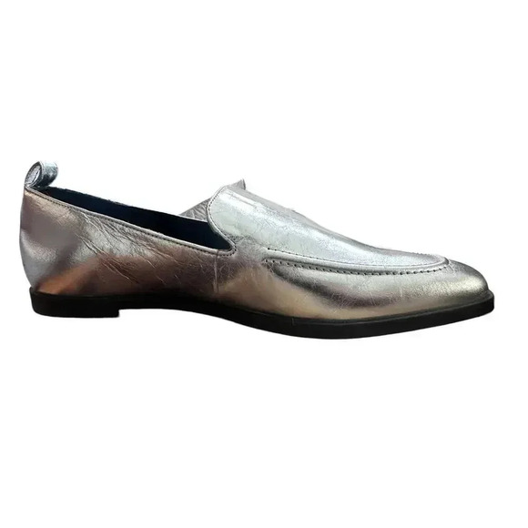 Gianni Binni Silver Gray Flats Flip-side Leather Ankle Shoe Size 8M - Picture 7 of 8